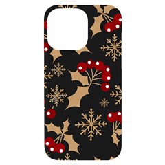 Christmas-pattern-with-snowflakes-berries Iphone 14 Pro Max Black Uv Print Case