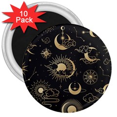 Asian Seamless Pattern With Clouds Moon Sun Stars Vector Collection Oriental Chinese Japanese Korean 3  Magnets (10 Pack)  by Grandong