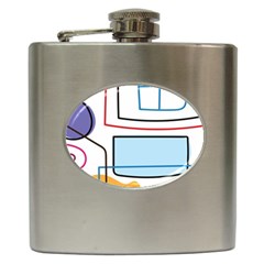 Sketch Line Art Doodles Design Hip Flask (6 Oz) by Grandong