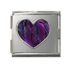 Feather Pattern Texture Form Mega Link Heart Italian Charm (18mm) by Grandong