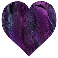 Feather Pattern Texture Form Wooden Puzzle Heart by Grandong