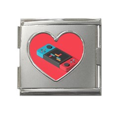 Gaming Console Video Mega Link Heart Italian Charm (18mm) by Grandong