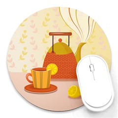 Tea Pot Cup Drawing Round Mousepad