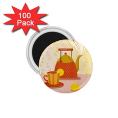 Tea Pot Cup Drawing 1.75  Magnets (100 pack) 