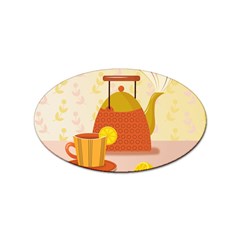 Tea Pot Cup Drawing Sticker (Oval)