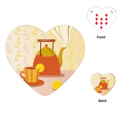 Tea Pot Cup Drawing Playing Cards Single Design (Heart)