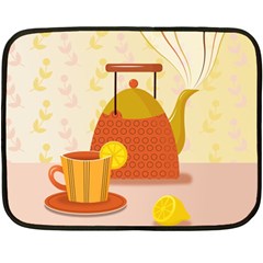 Tea Pot Cup Drawing Two Sides Fleece Blanket (Mini)