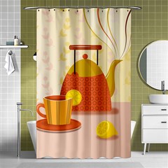 Tea Pot Cup Drawing Shower Curtain 48  x 72  (Small) 