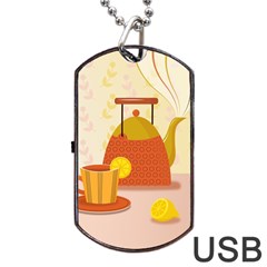 Tea Pot Cup Drawing Dog Tag USB Flash (Two Sides)