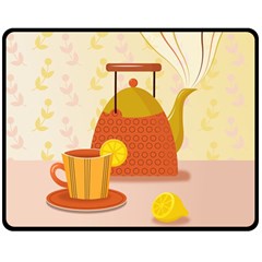 Tea Pot Cup Drawing Two Sides Fleece Blanket (medium) by Grandong