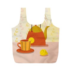 Tea Pot Cup Drawing Full Print Recycle Bag (M)