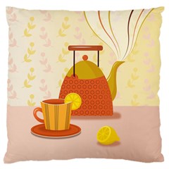 Tea Pot Cup Drawing Standard Premium Plush Fleece Cushion Case (two Sides) by Grandong