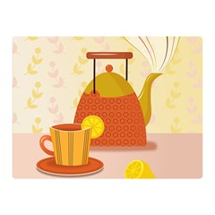 Tea Pot Cup Drawing Two Sides Premium Plush Fleece Blanket (Mini)