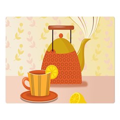 Tea Pot Cup Drawing Two Sides Premium Plush Fleece Blanket (Large)