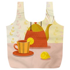 Tea Pot Cup Drawing Full Print Recycle Bag (XXXL)