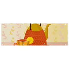 Tea Pot Cup Drawing Banner and Sign 9  x 3 