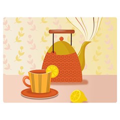 Tea Pot Cup Drawing Premium Plush Fleece Blanket (extra Small) by Grandong