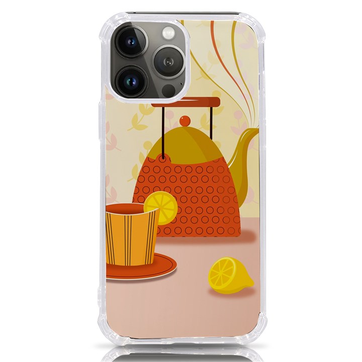 Tea Pot Cup Drawing iPhone 13 Pro Max TPU UV Print Case