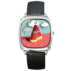 Strawberries Fruit Square Metal Watch by Grandong