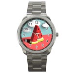 Strawberries Fruit Sport Metal Watch Front