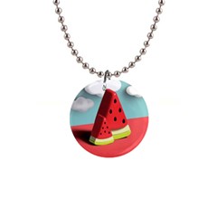 Strawberries Fruit 1  Button Necklace by Grandong