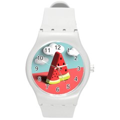 Strawberries Fruit Round Plastic Sport Watch (m) by Grandong