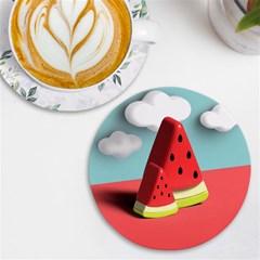 Strawberries Fruit Uv Print Round Tile Coaster by Grandong