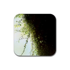 Branch Plant Shrub Green Natural Rubber Coaster (square) by Grandong