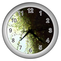 Branch Plant Shrub Green Natural Wall Clock (silver) by Grandong