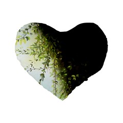 Branch Plant Shrub Green Natural Standard 16  Premium Heart Shape Cushions by Grandong