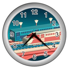 Bridge Transportation Train Toys Wall Clock (silver) by Grandong