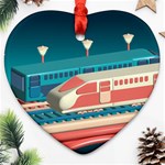 Bridge Transportation Train Toys Heart Ornament (Two Sides) Front