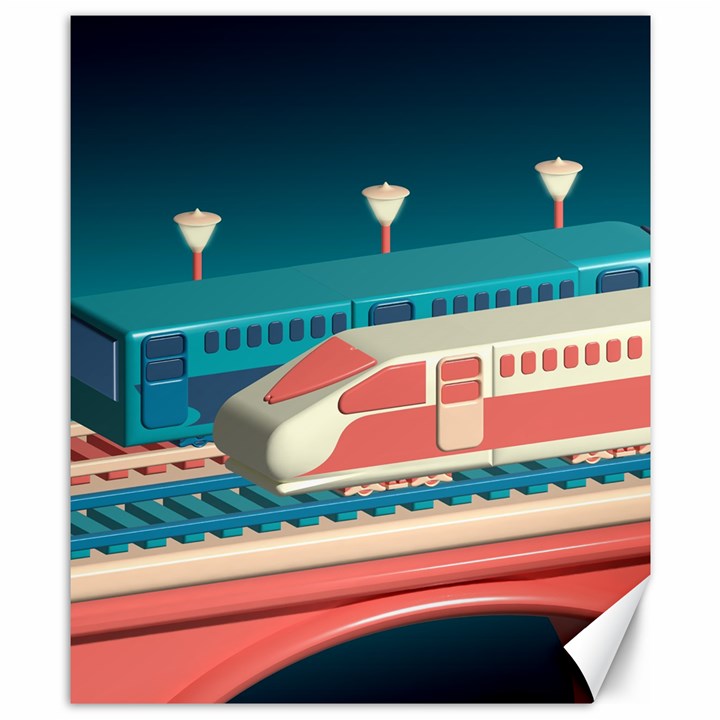 Bridge Transportation Train Toys Canvas 8  x 10 