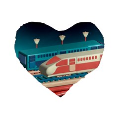 Bridge Transportation Train Toys Standard 16  Premium Heart Shape Cushions by Grandong