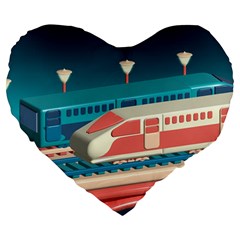 Bridge Transportation Train Toys Large 19  Premium Heart Shape Cushions by Grandong