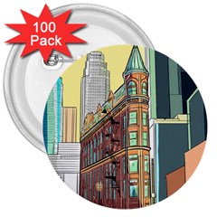 Building Urban Architecture Tower 3  Buttons (100 Pack)  by Grandong