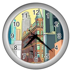 Building Urban Architecture Tower Wall Clock (silver) by Grandong