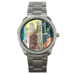 Building Urban Architecture Tower Sport Metal Watch by Grandong