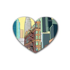 Building Urban Architecture Tower Rubber Heart Coaster (4 Pack) by Grandong