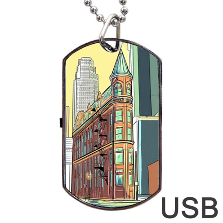 Building Urban Architecture Tower Dog Tag USB Flash (Two Sides)