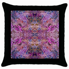 Fuchsia Intarsio Throw Pillow Case (black) by kaleidomarblingart