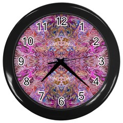 Fuchsia Intarsio Wall Clock (black) by kaleidomarblingart