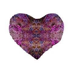 Fuchsia Intarsio Standard 16  Premium Flano Heart Shape Cushions by kaleidomarblingart