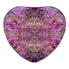 Fuchsia Intarsio Heart Glass Fridge Magnet (4 Pack) by kaleidomarblingart