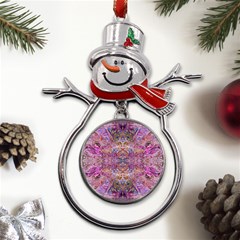 Fuchsia Intarsio Metal Snowman Ornament by kaleidomarblingart