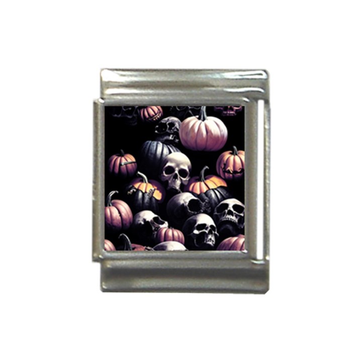 Halloween party skulls, Demonic pumpkins pattern Italian Charm (13mm)