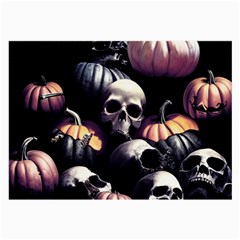 Halloween Party Skulls, Demonic Pumpkins Pattern Large Glasses Cloth (2 Sides) by Casemiro