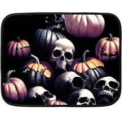 Halloween Party Skulls, Demonic Pumpkins Pattern Two Sides Fleece Blanket (mini) by Casemiro