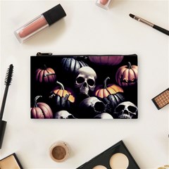 Halloween Party Skulls, Demonic Pumpkins Pattern Cosmetic Bag (small) by Casemiro