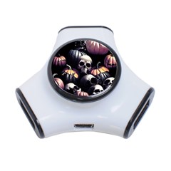 Halloween Party Skulls, Demonic Pumpkins Pattern 3-port Usb Hub by Casemiro